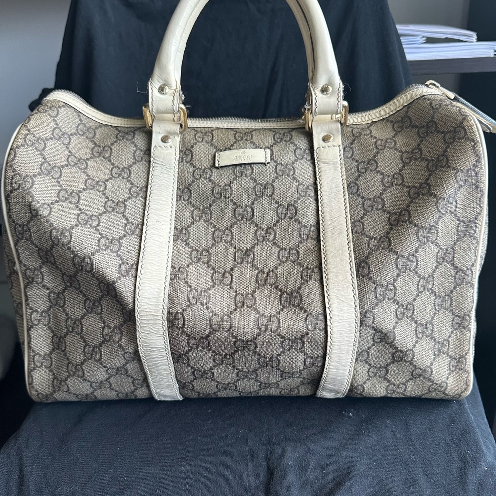 Gucci Brown and Cream Travel Bag